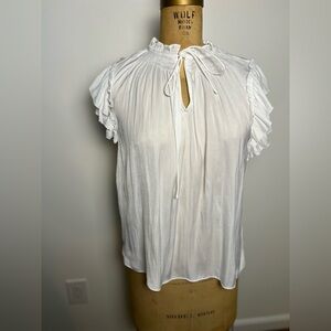 Pookie & Sebastian white ruffle blouse size small